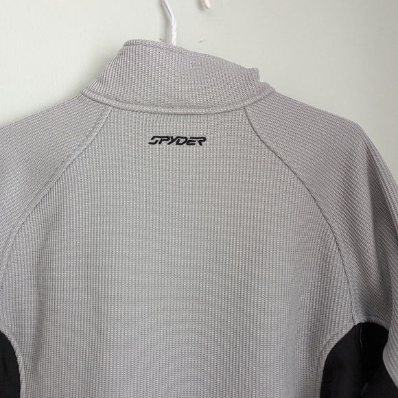 Spyder Men's Small Outbound 1/2 Zip Core Sweater Grey Black Knit Colorblock - Picture 6 of 12